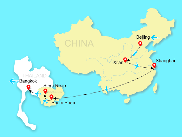 Beijing-Xian-Shanghia-Siem Reap-Bangkok